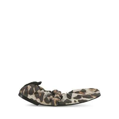 Scrunchie Leopard-Print Ballerina Flats