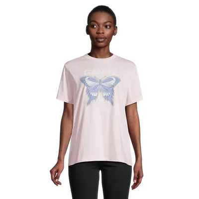 T-shirt de coupe décontractée à imprimé papillon