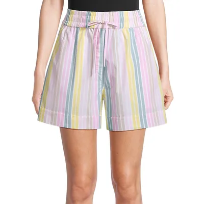 Striped Cotton Elasticated Shorts
