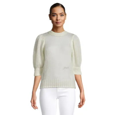 Mohair and Wool-Blend Back-Tie Keyhole Sweater