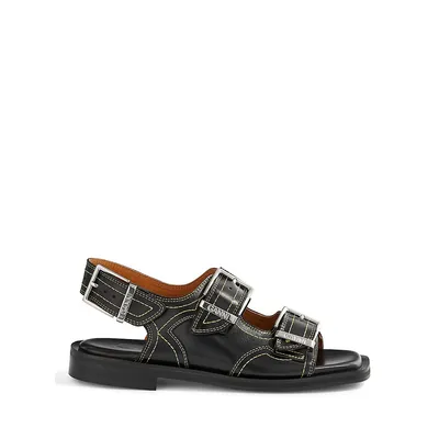 Embroidered Western 2-Strap Sandals