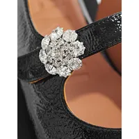 Crystal Brooch Mary-Jane Sandals