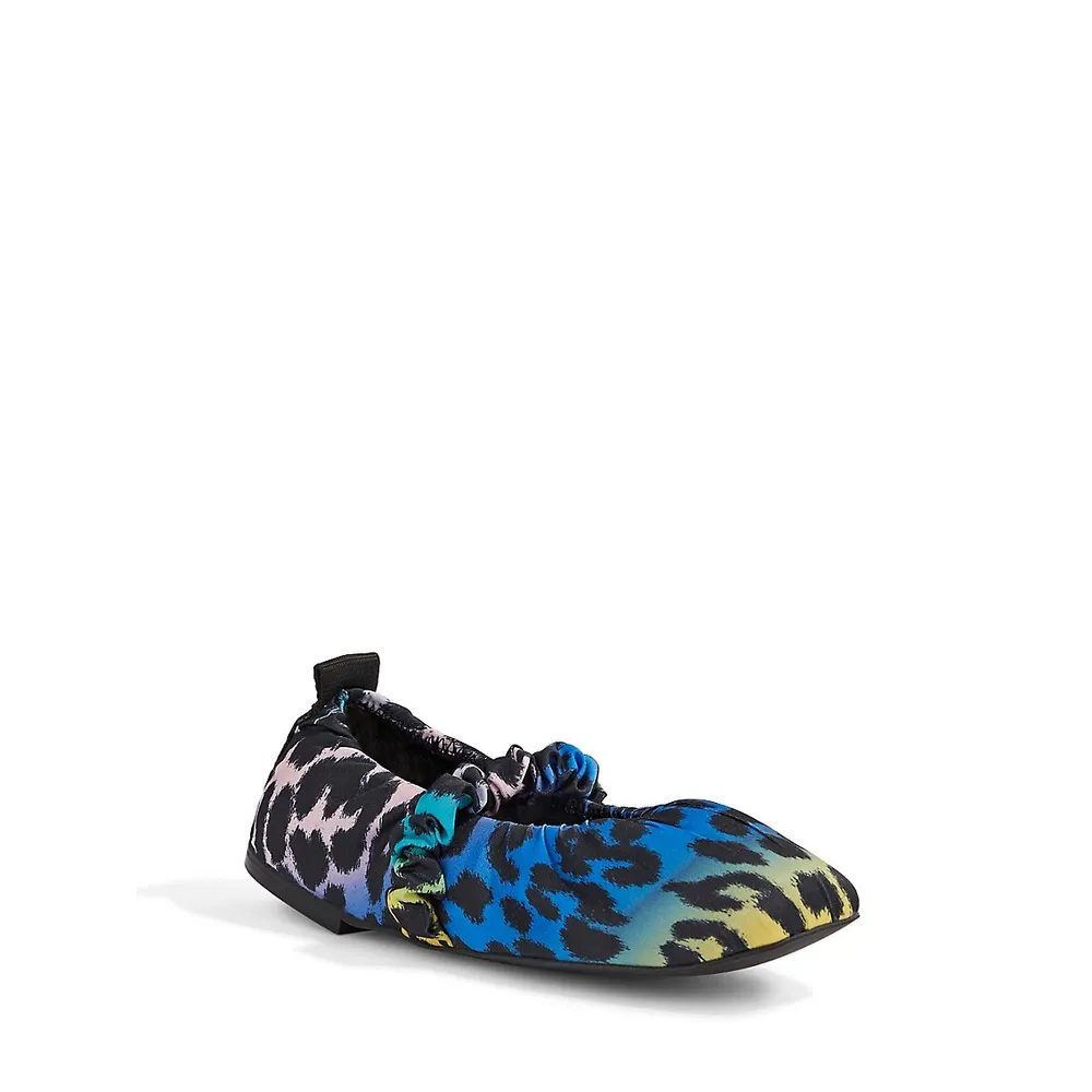 Multicolour Leopard-Print Srunchie Flats