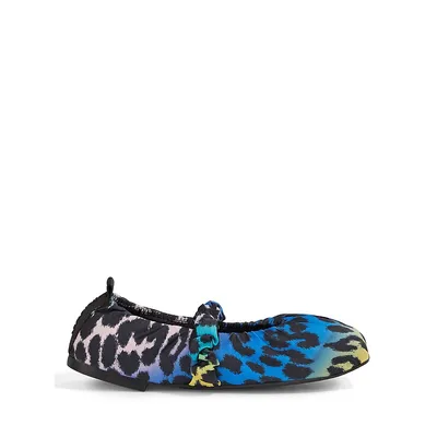 Multicolour Leopard-Print Srunchie Flats