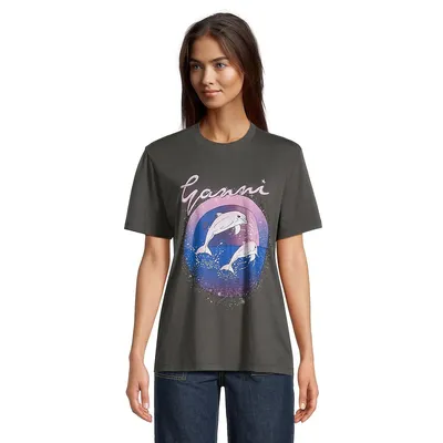 T-shirt de coupe décontractée à imprimé dauphin