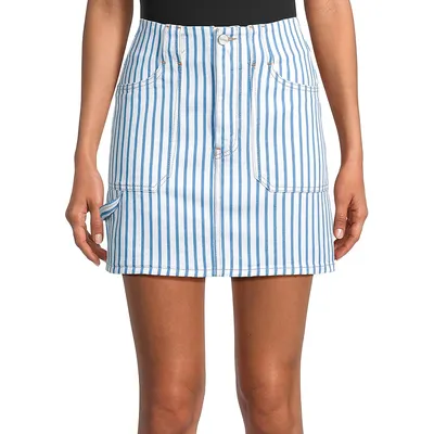 Organic Cotton Striped Denim Mini Skirt