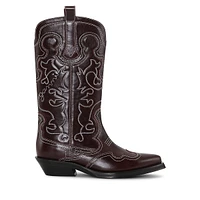 Bottes style western en cuir brodé