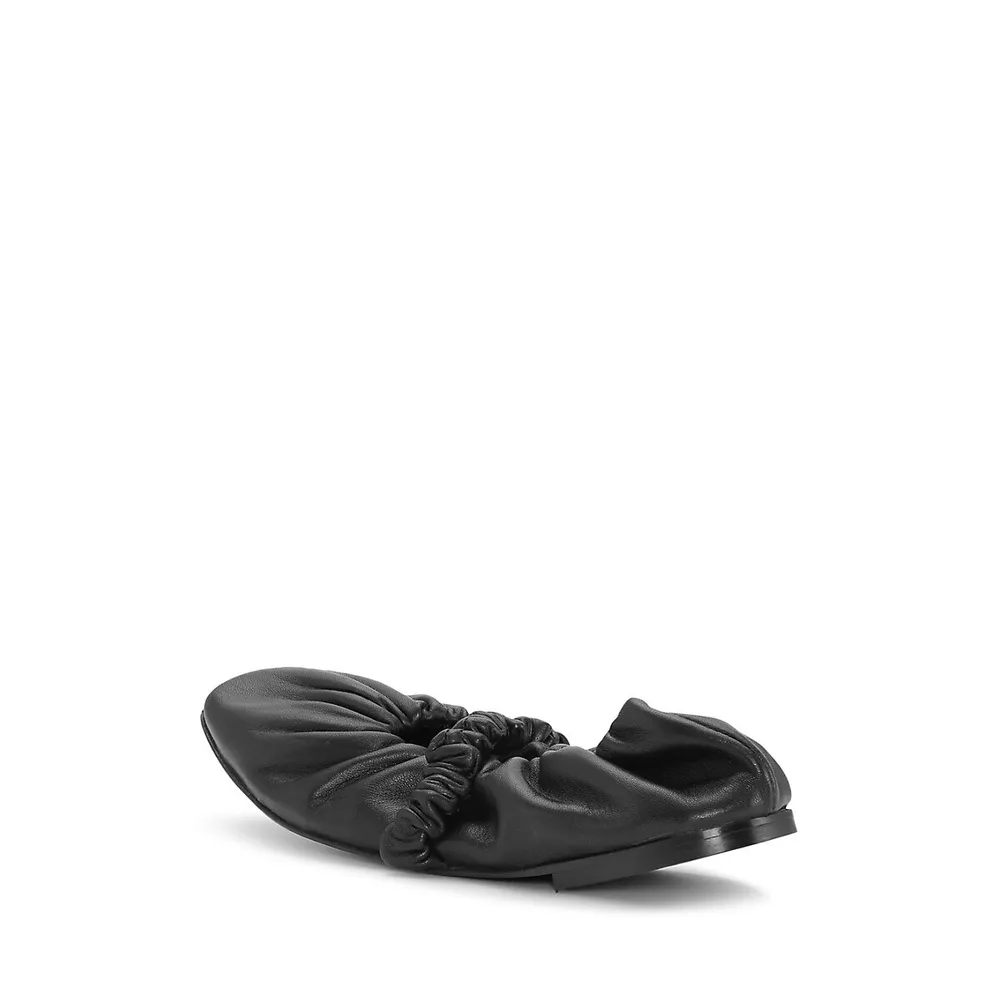 Scrunchie Leather Ballerina Flats