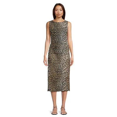 Leopard-Print Voile Cover-Up Dress