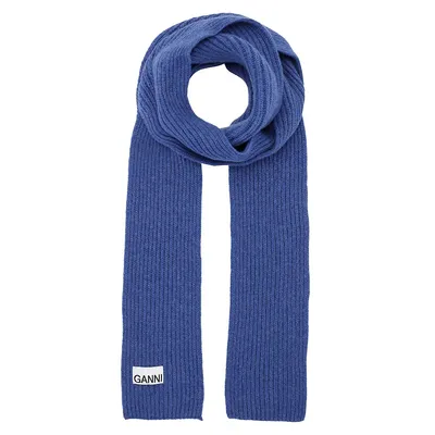 Structured Rib-Knit Wool-Blend Thin Scarf