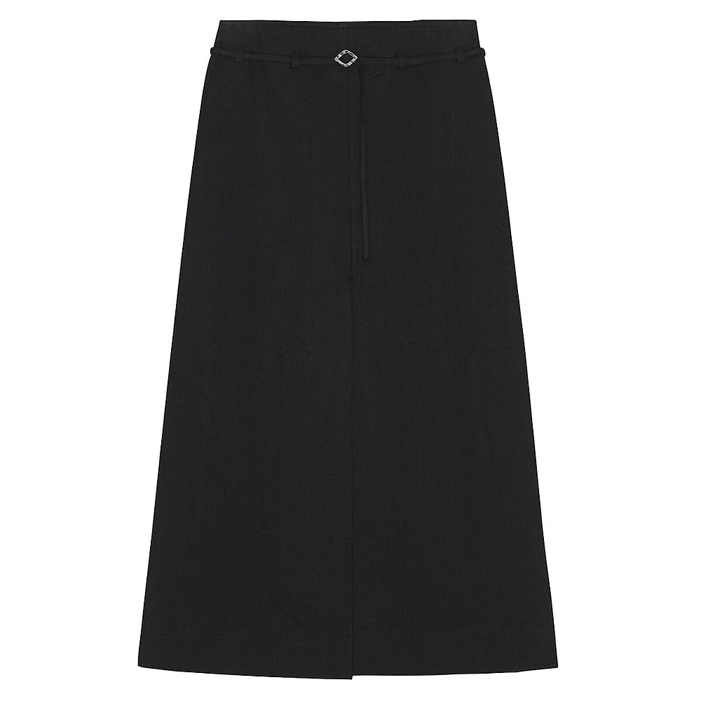 Organic Cotton Belted Maxi Slit Skirt