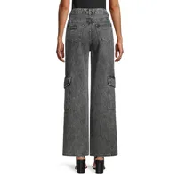 Snow-Washed Angi Wide-Leg Utility Jeans