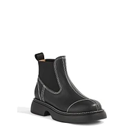 Contrast-Topstitch Chelsea Ankle Boots