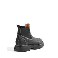 Contrast-Topstitch Chelsea Ankle Boots