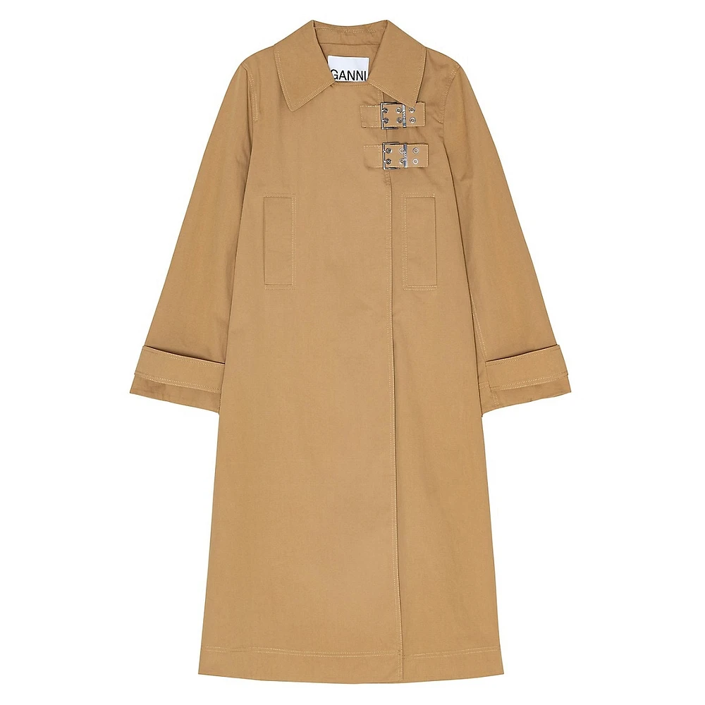 Organic Cotton-Blend Twill Buckle Coat