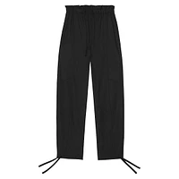 Drapey Mélange Drawstring-Hem Pull-On Pants