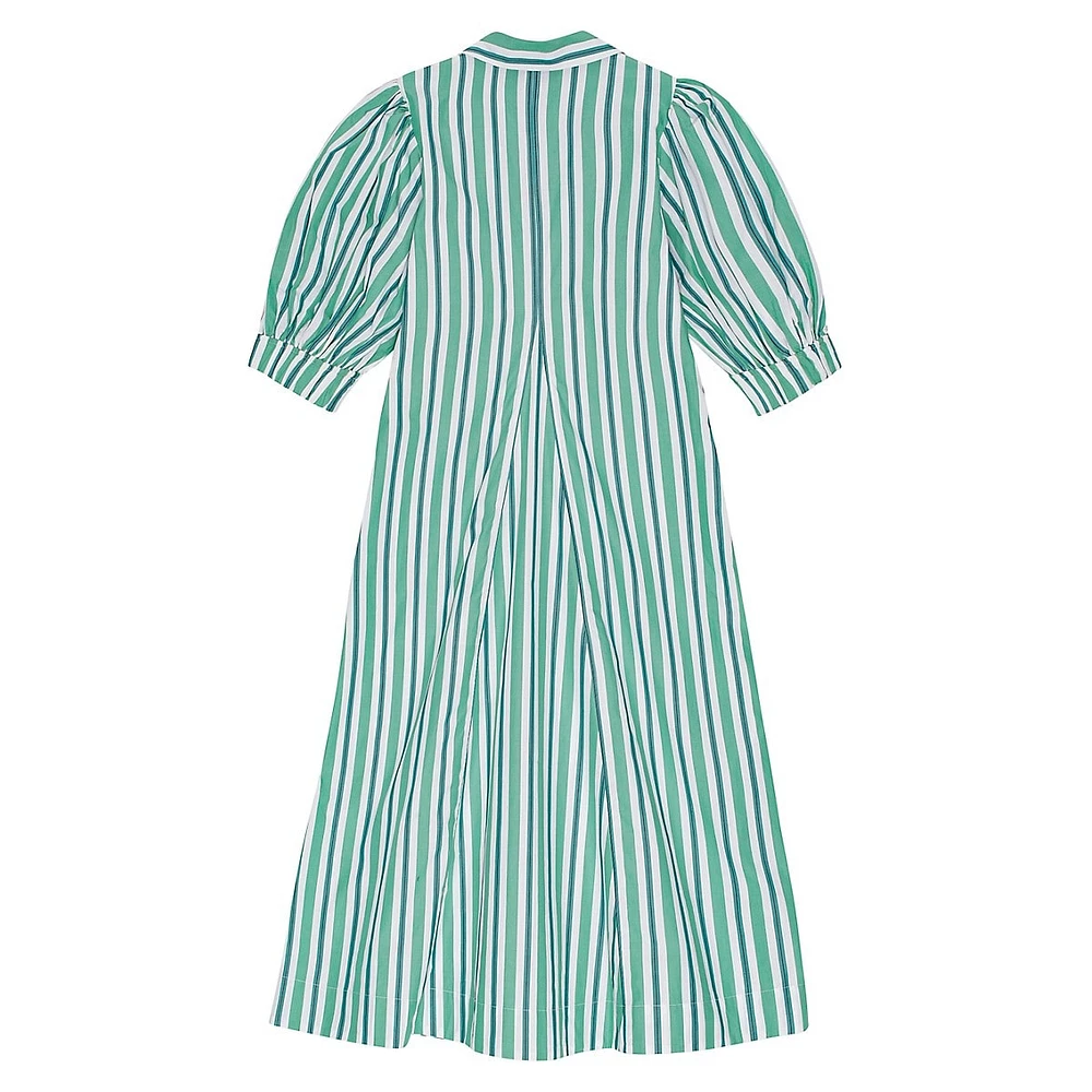 Organic Cotton Striped Collared Midi Dress