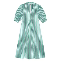 Organic Cotton Striped Collared Midi Dress