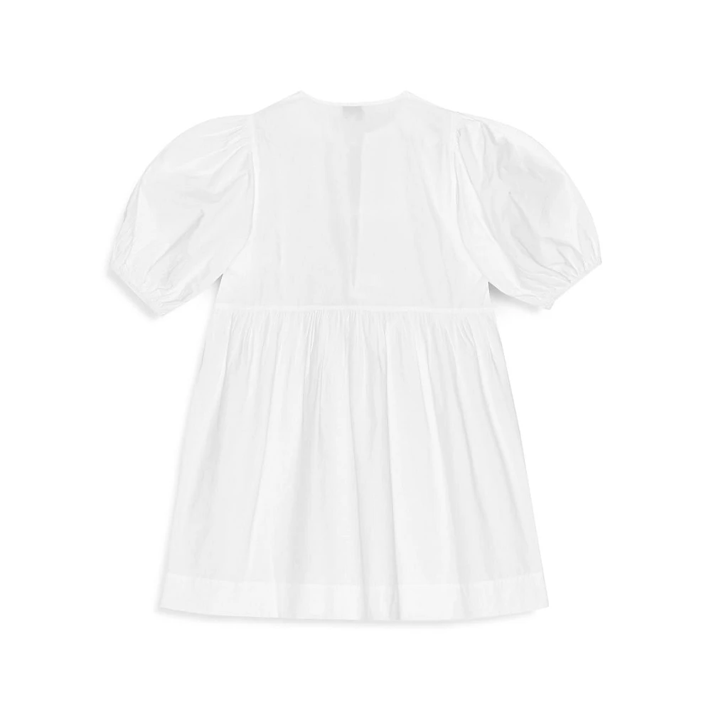 Organic Cotton Poplin Tie-Front Mini Babydoll Dress