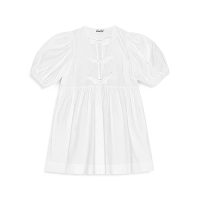 Organic Cotton Poplin Tie-Front Mini Babydoll Dress