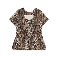 Leopard-Print Denim Drop-Waist Mini Dress