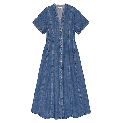 Organic Cotton-Blend Denim Maxi Dress