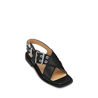 Buckled Slingback Sandal Flats