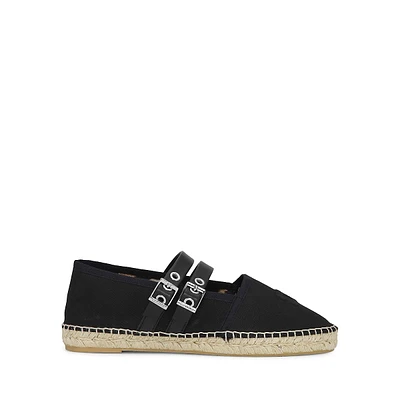 Dual Buckle-Strap Espadrille Loafer Flats