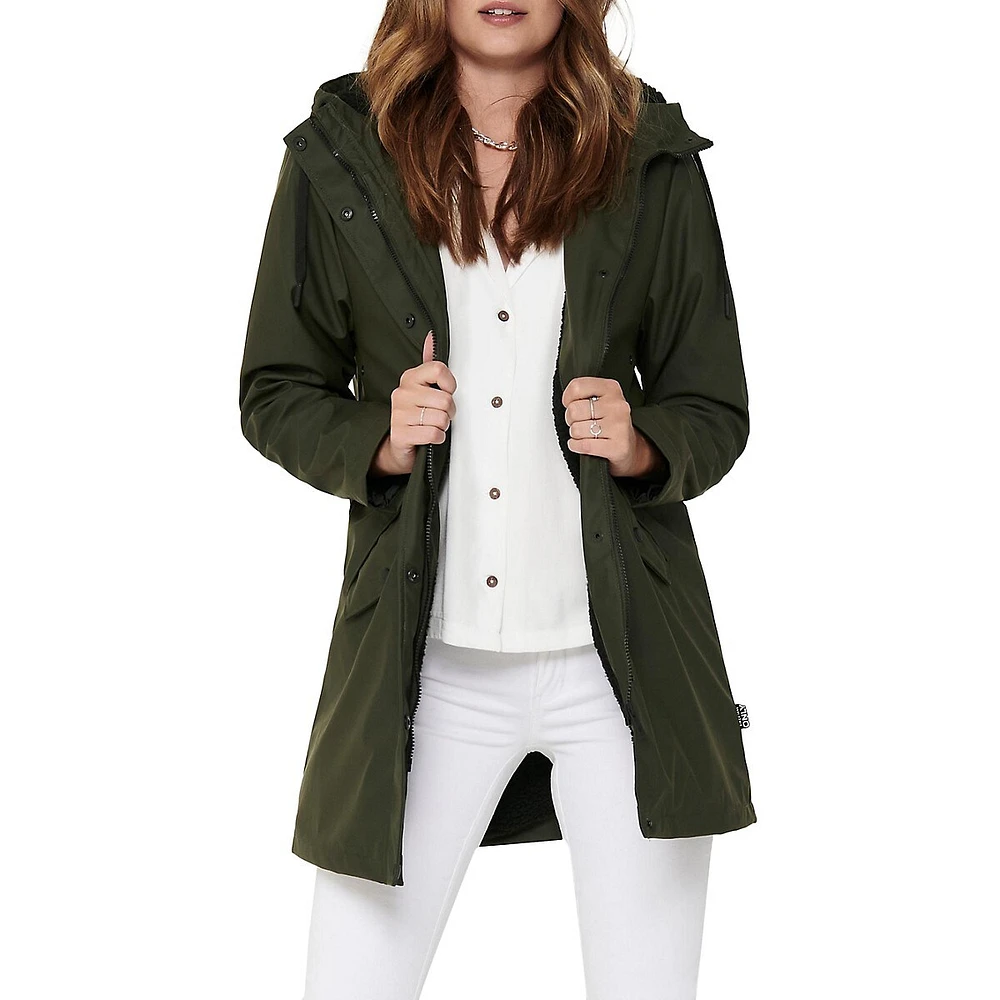 Faux-Shearling Lined Raincoat