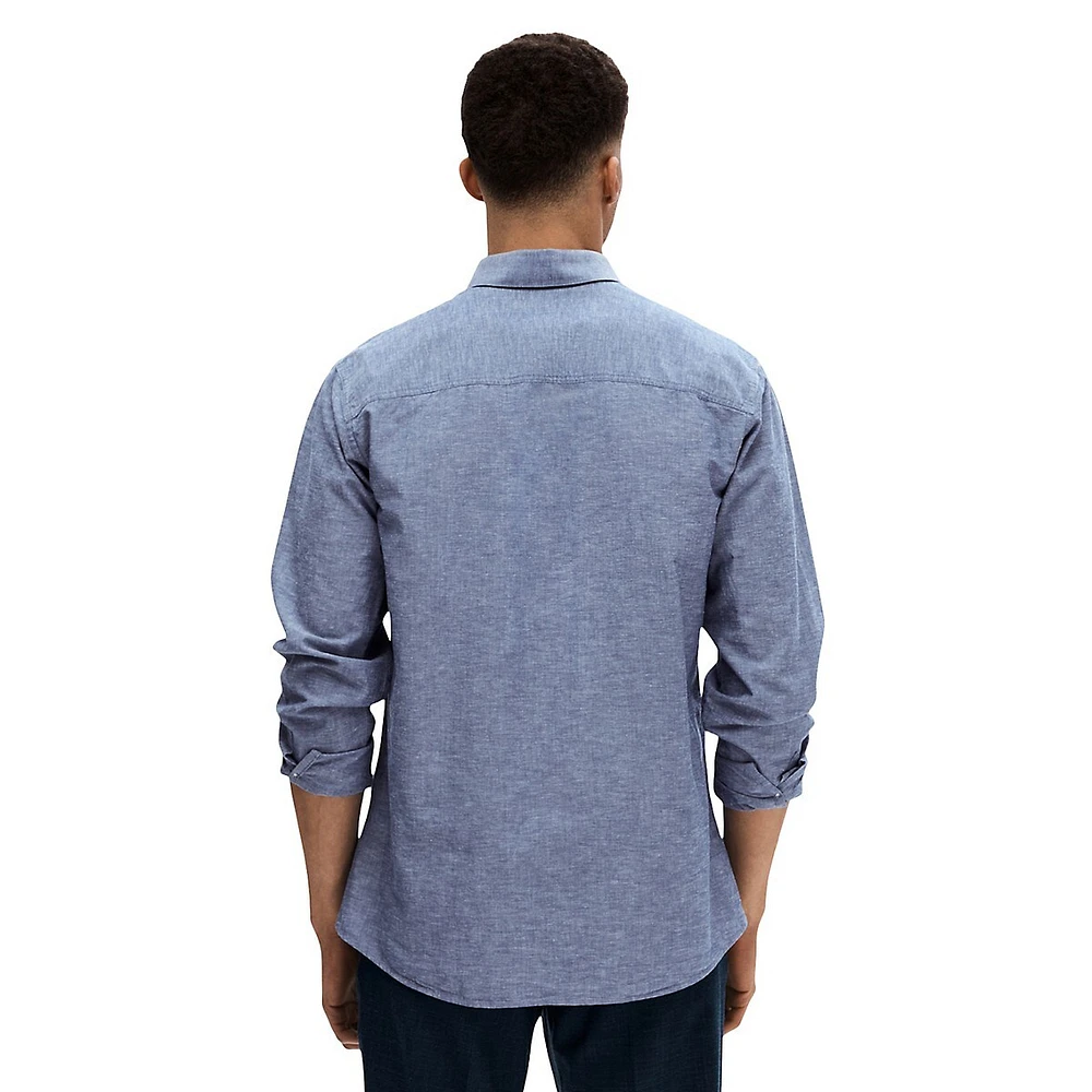 Slim-Fit Cotton & Linen Casual Shirt