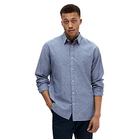 Slim-Fit Cotton & Linen Casual Shirt