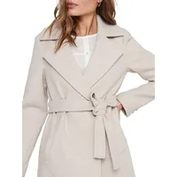 Wool-Blend Belted Wrap Coat