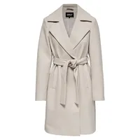 Wool-Blend Belted Wrap Coat
