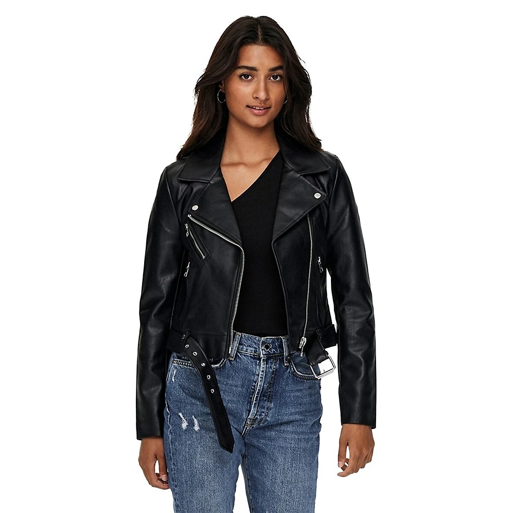 Vera Faux Leather Biker Jacket