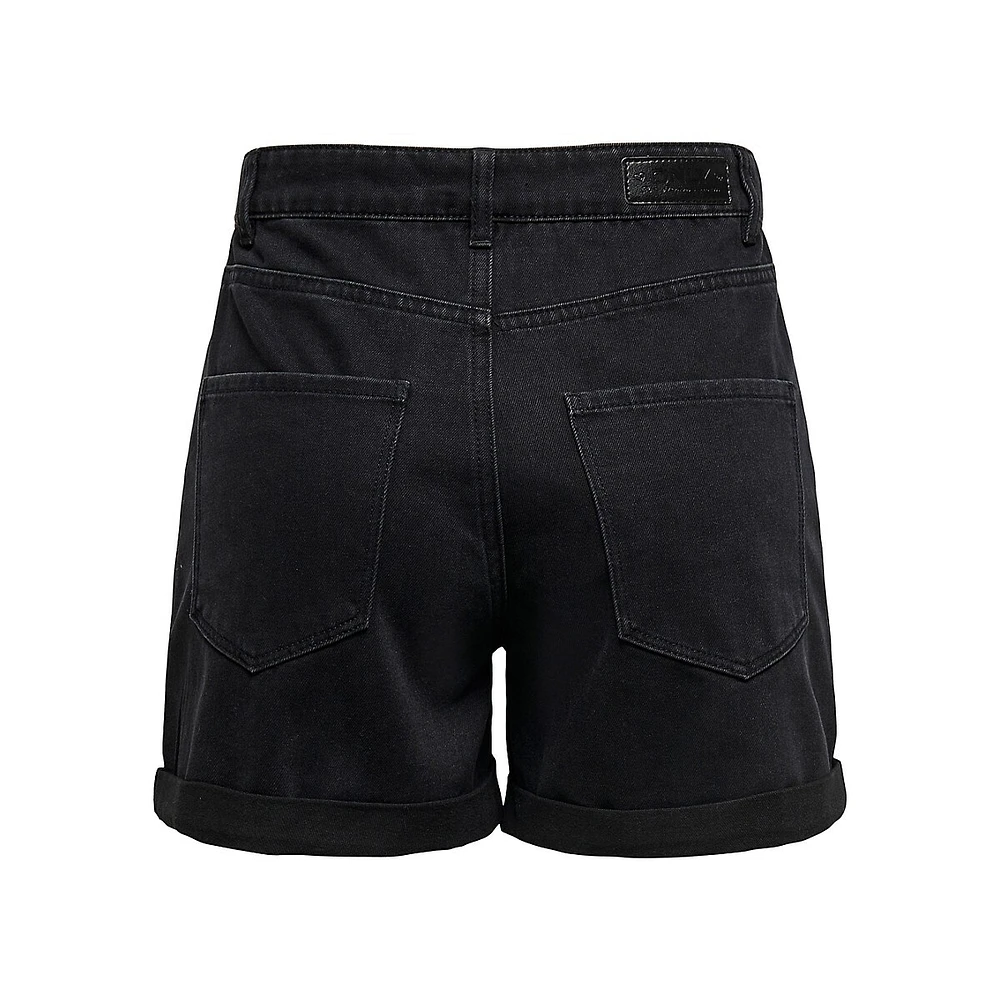 High-Waist Mom Denim Shorts