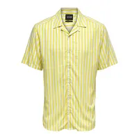 Striped Notch Collar Short-Sleeve Shirt