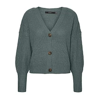 V-Neck Blouson-Sleeve Cardigan