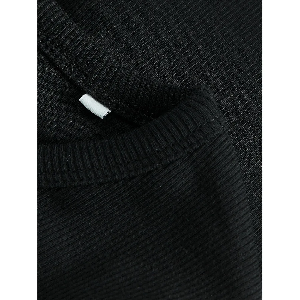 Feline Rib-Knit Slim-Fit Crop T-Shirt