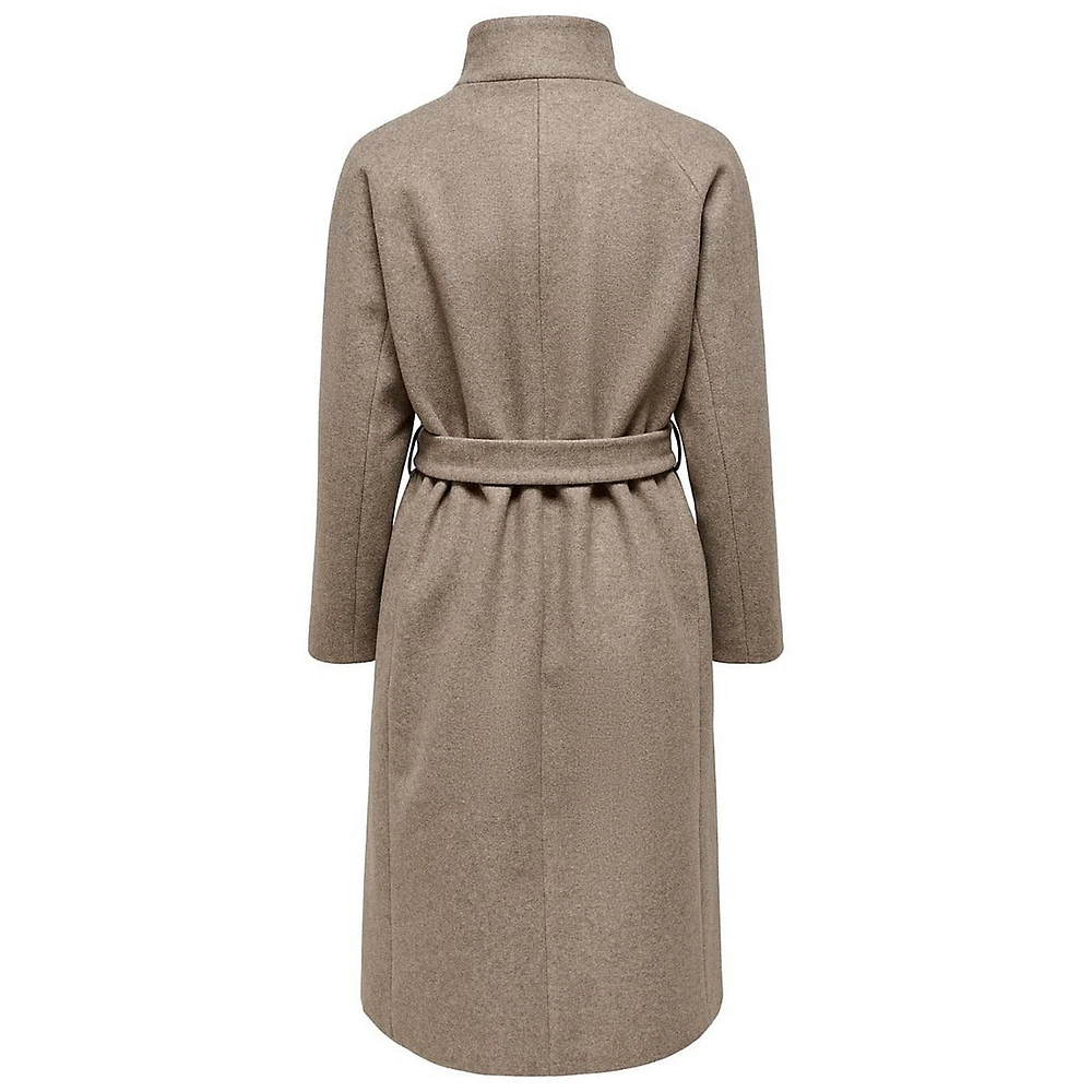 High-Neck Belted Coat