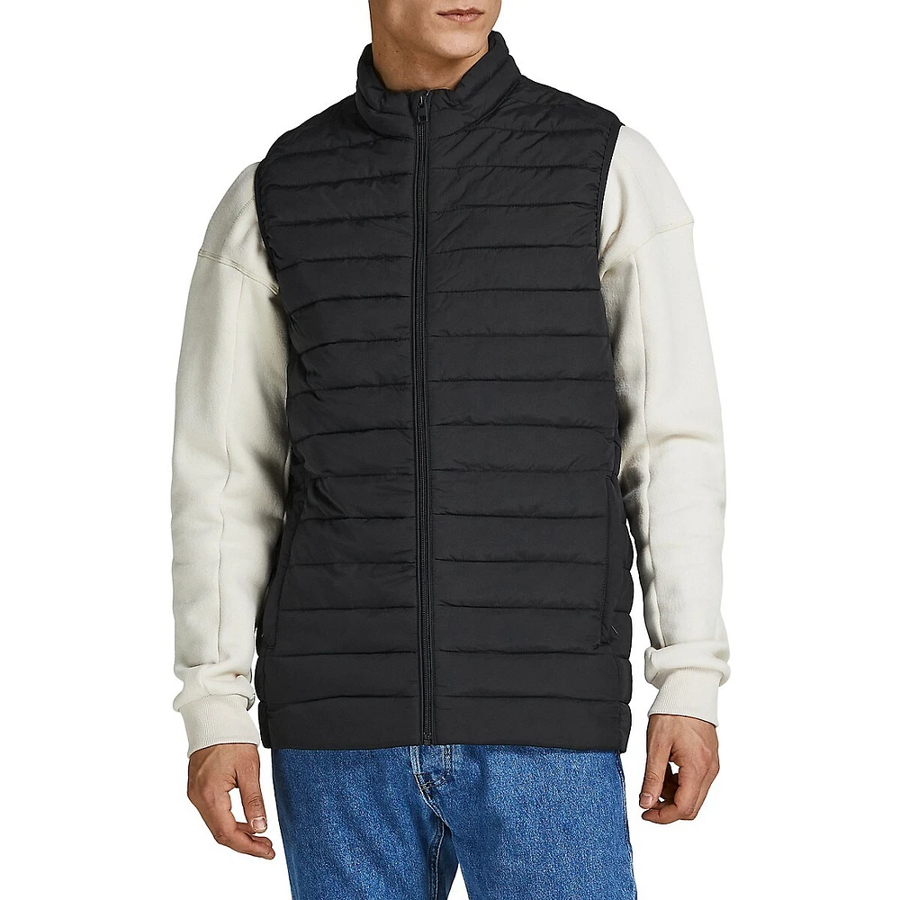 Quilted Mockneck Zip Vest