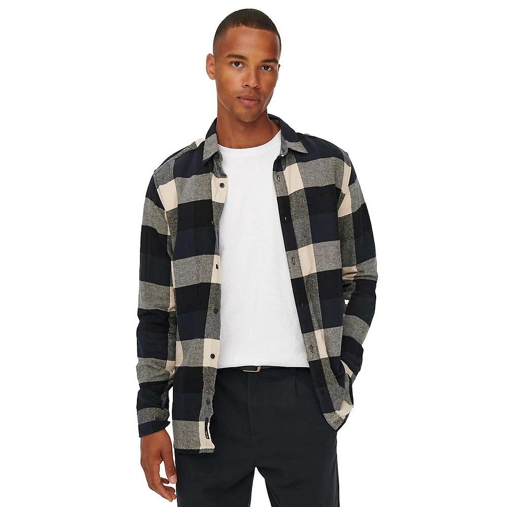 Long-Sleeve Check Cotton Shirt