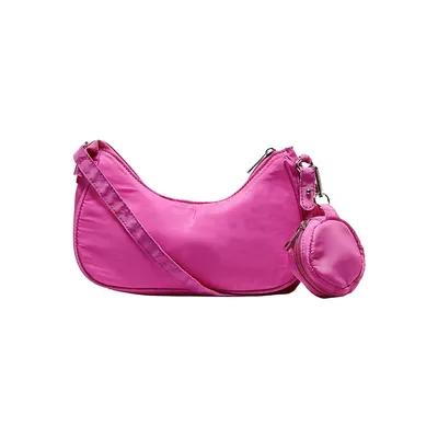 Detachable Pouch Nylon Baguette Bag