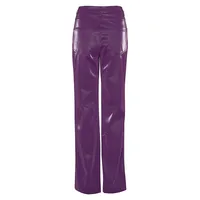 High-Waist Straight Faux Leather Pants