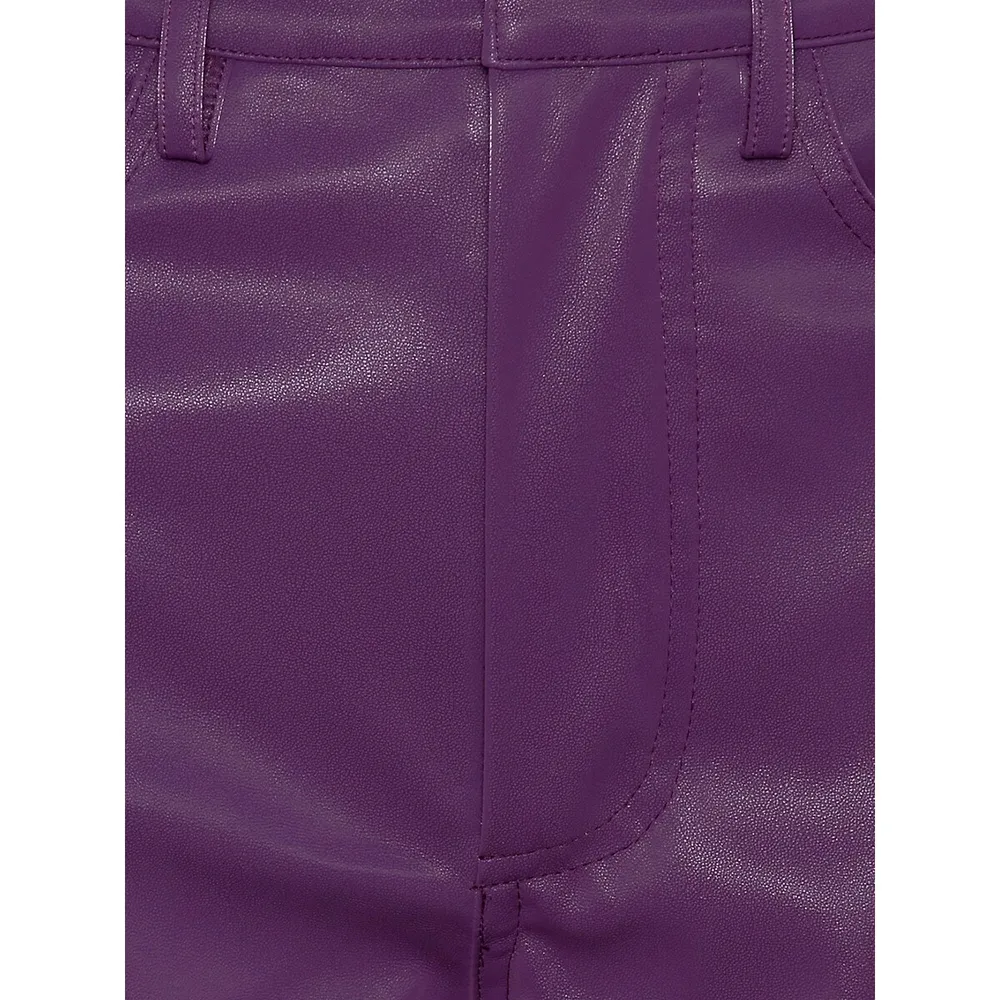 High-Waist Straight Faux Leather Pants