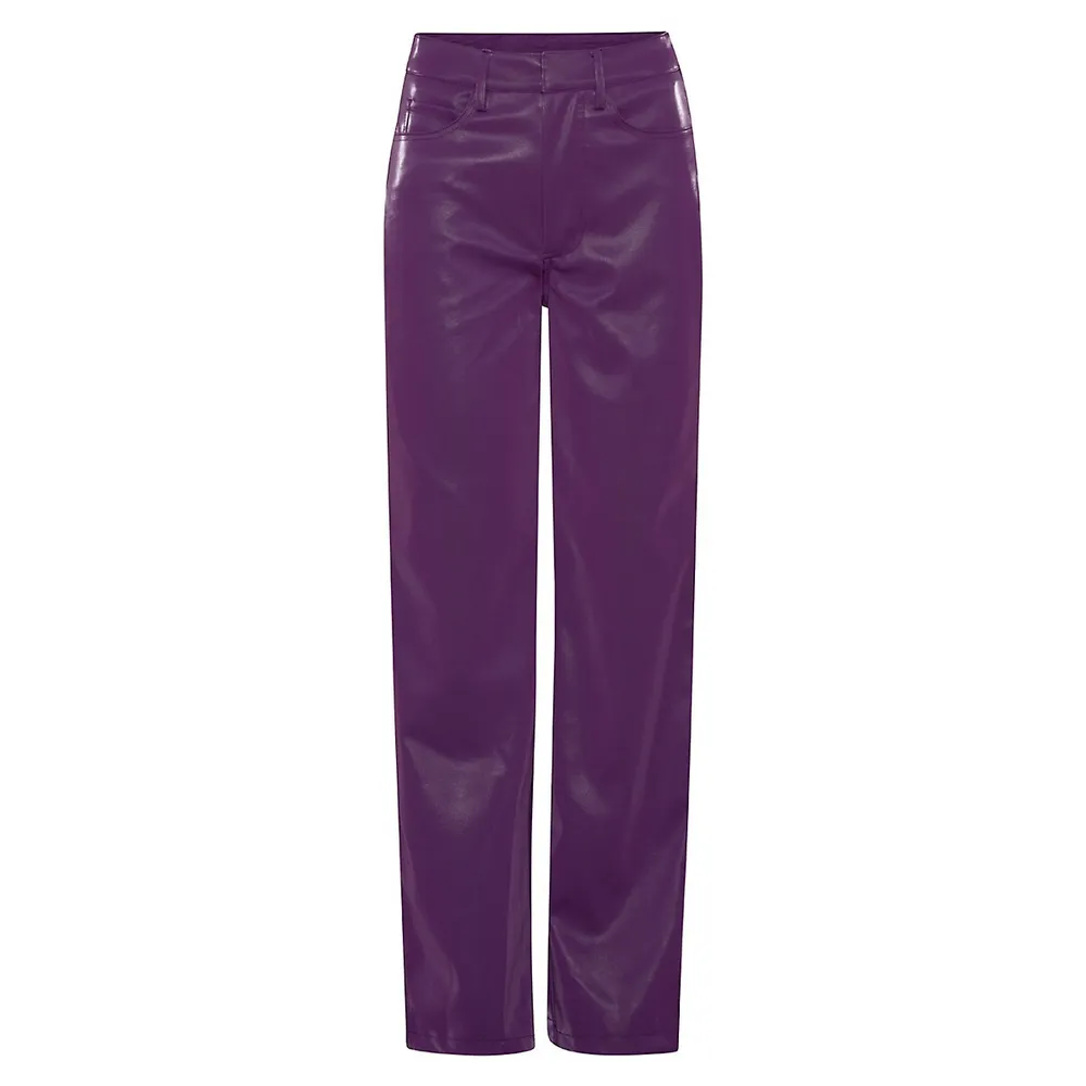 Faux Leather Pants - Plum - Ladies