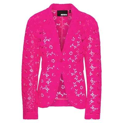 Lace Single-Breasted Fitted Blazer