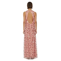 Flower Sequins Maxi Dress