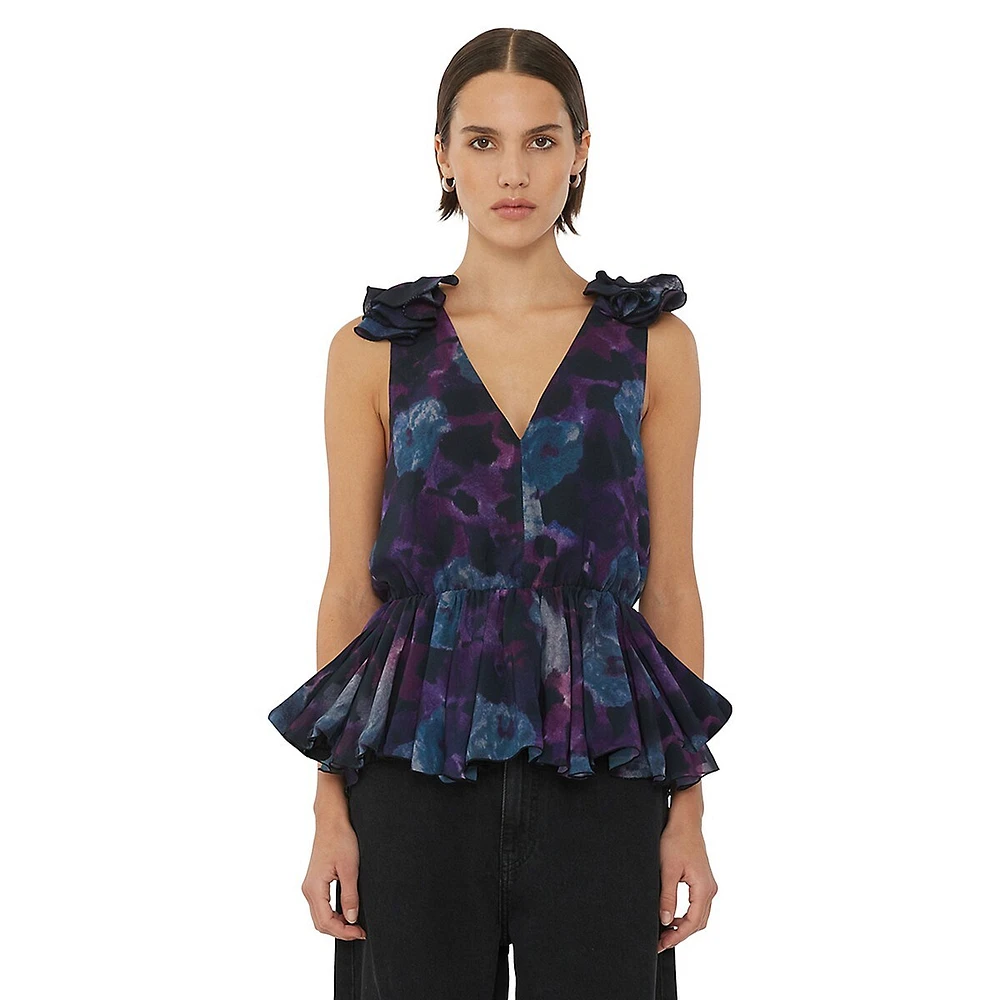 Chiffon Ruffle Peplum Top