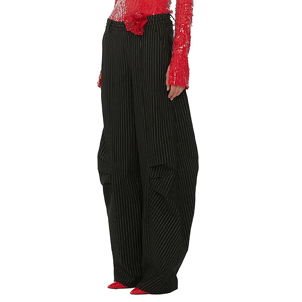 3D Floral Pinstripe Cargo Pants