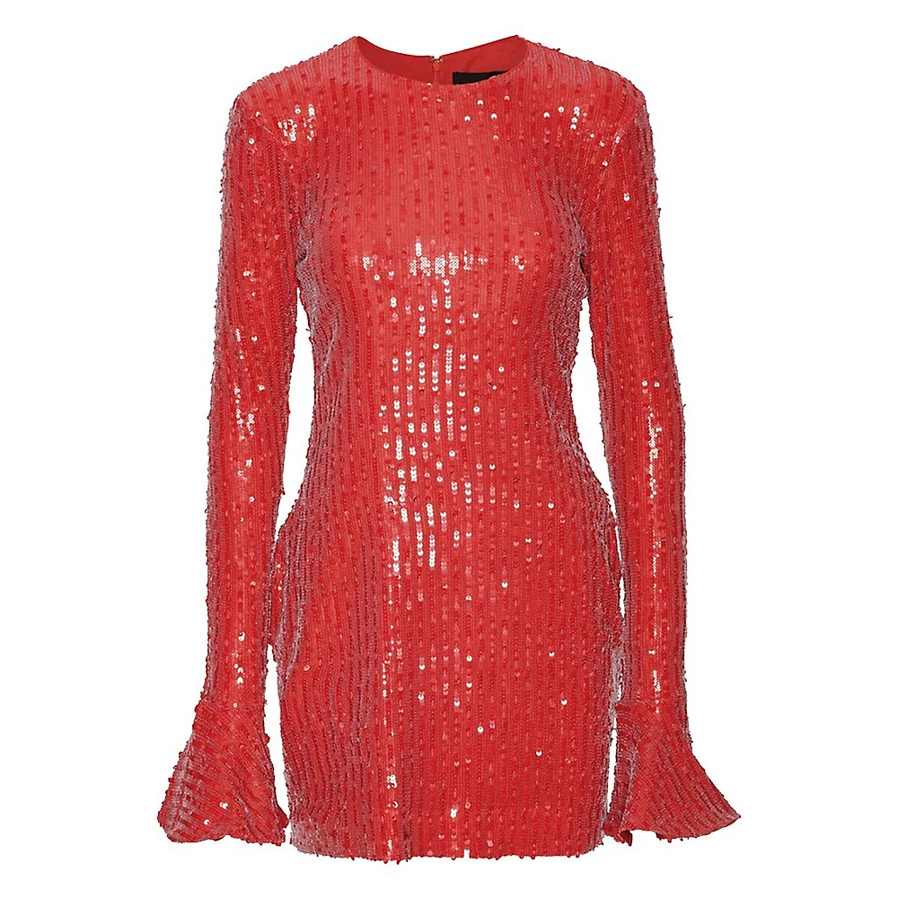 Sequins Bell-Sleeve Mini Dress